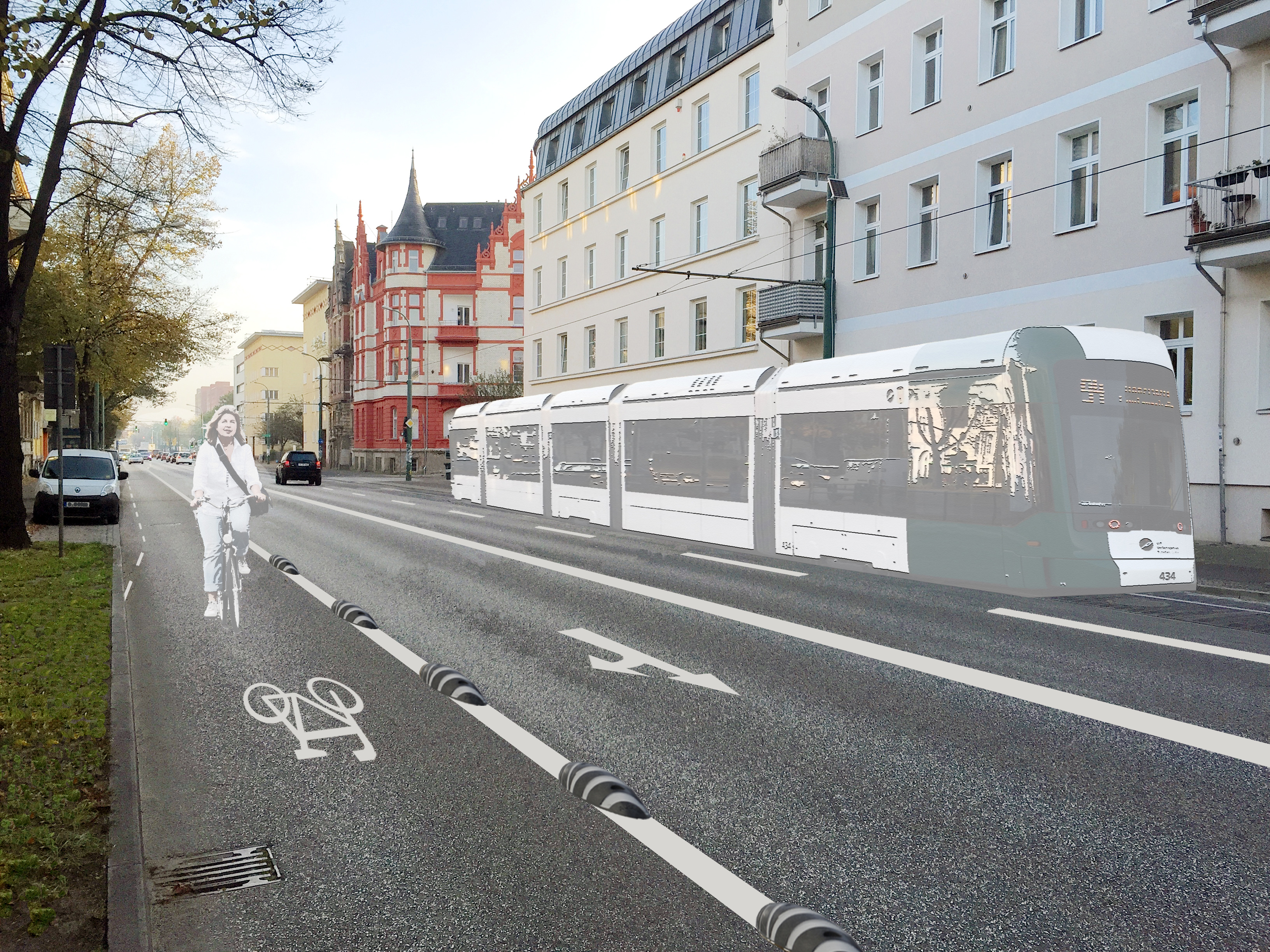 Many people are happy about the new bicycle lane on Potsdam's Zeppelinstraße.