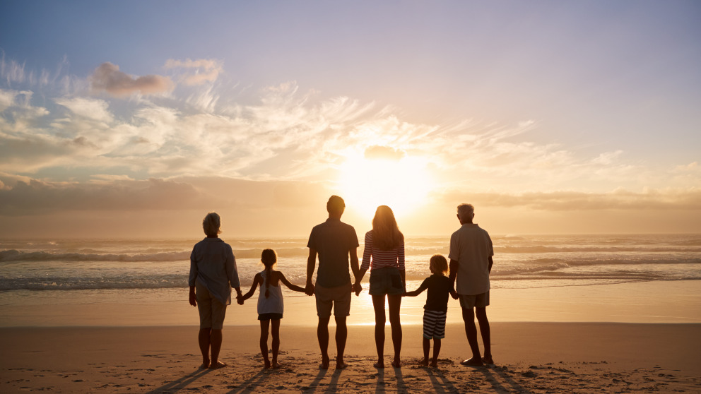 Multigenerational family on a beach