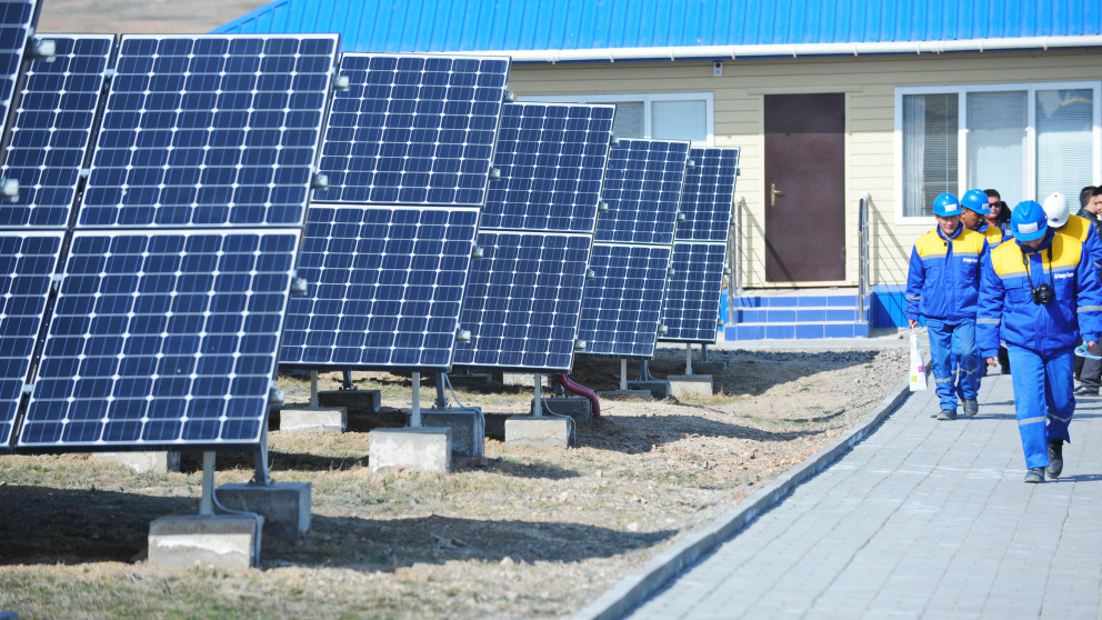 A solar array in Kazakhstan, where interest in renewable energy is growing.