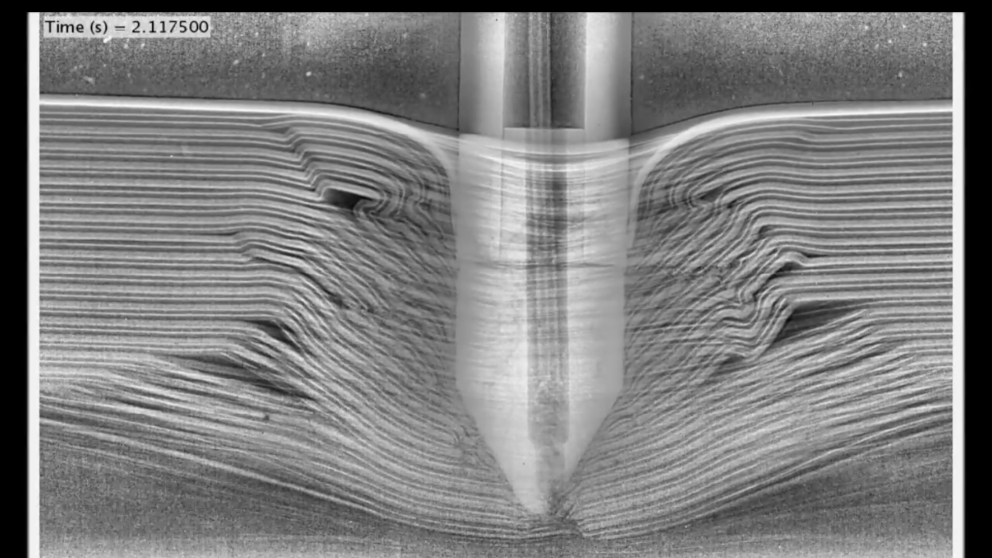 The work "Volatility" depicts a drill used in lithium exploration.