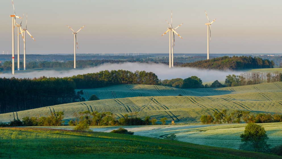 Landscape with wind turbines in Brandenburg