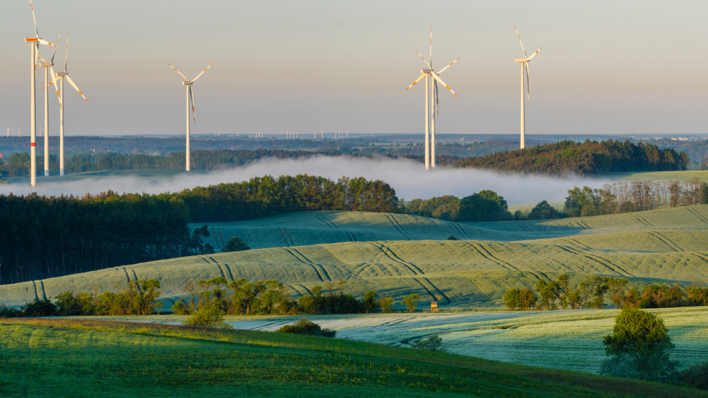 Landschaft mit Windrädern in Brandenburg