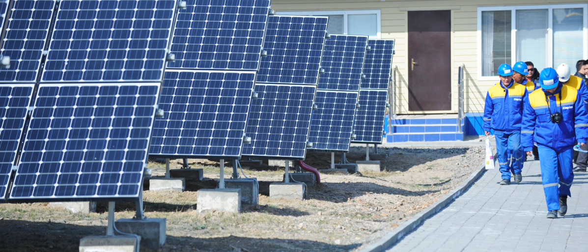 A solar array in Kazakhstan, where interest in renewable energy is growing.