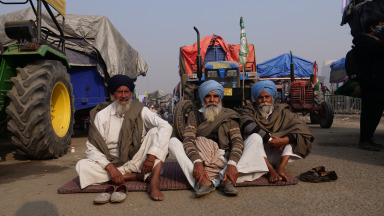 Farmers’ protest in New Delhi. 