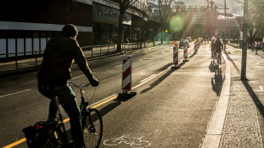 A pop-up bike lane in Berlin.