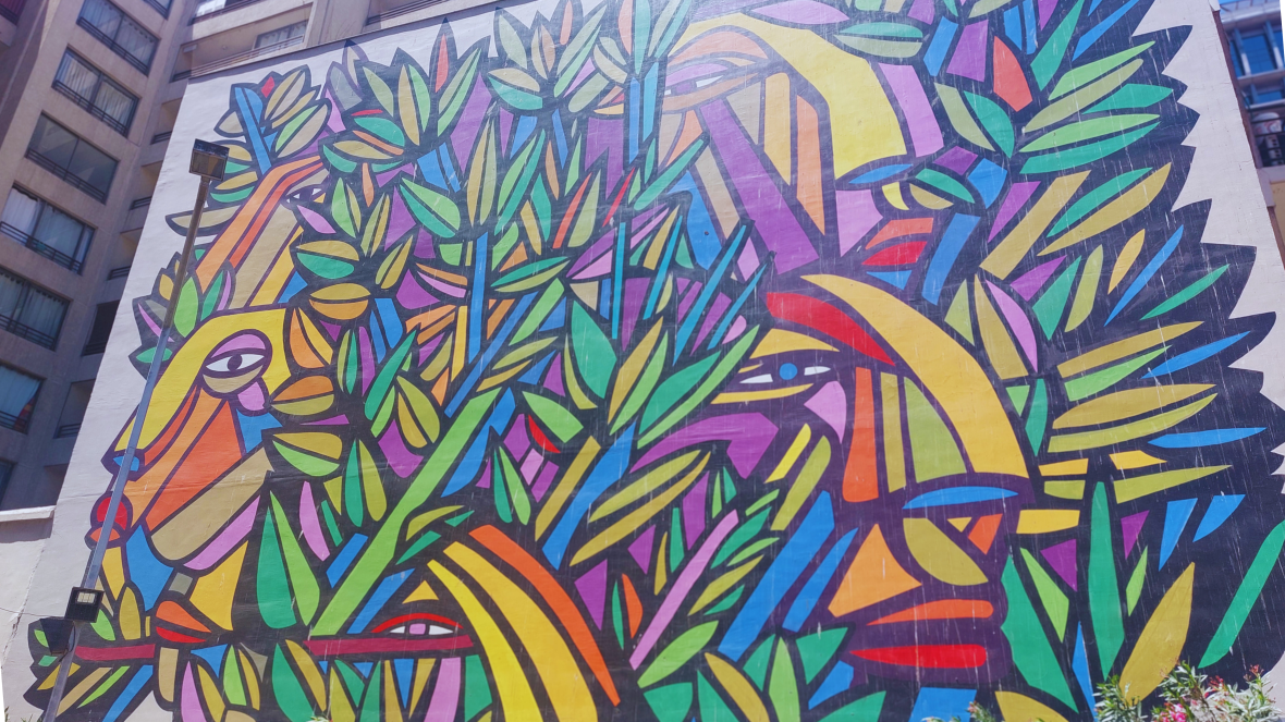 Mural in Santiago de Chile by artist Mono González.