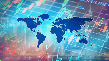 World financial system World map Stock market prices